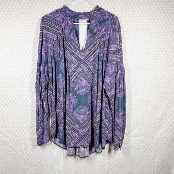 Free People Purple Paisley Walking‎ On A Dream Tunic Top - Image 2