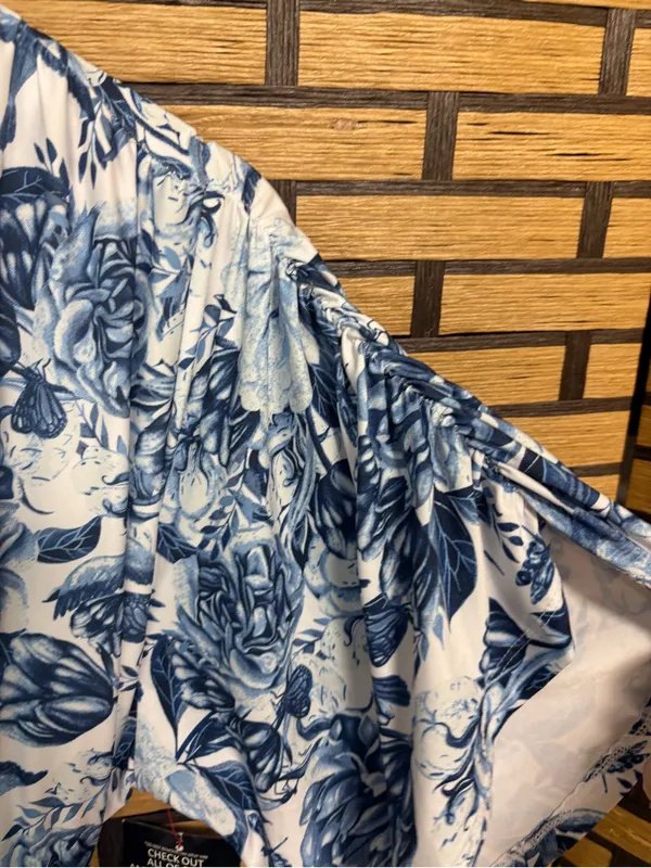 Ellos White And blue floral maxi dress Size 14/16 - Image 4