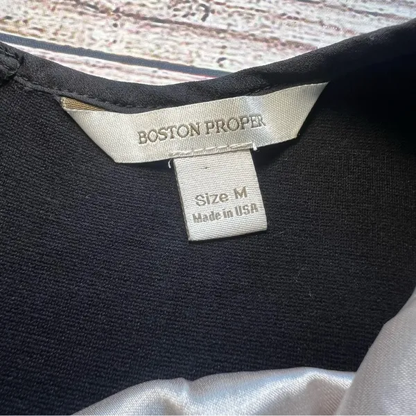 Boston Proper Black Lace Overlay‎ Cocktail Midi Dress Womens Medium Whimsigoth - Image 4