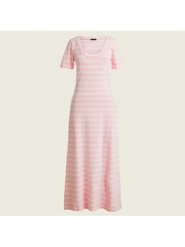J. Crew Pink‎ Striped Short-Sleeve Midi Dress small - Image 2