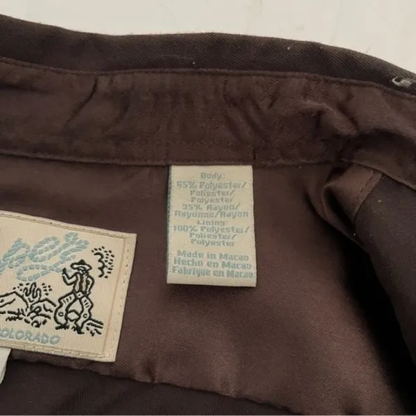 ROPER Brown Bucking Bronc Embroidered Western Snap Shirt Vintage Size Large - Image 8