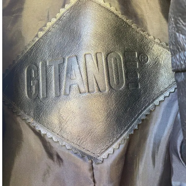 Vintage Gitano Black Leather Trench Coat Long Goth Matrix Women's M - Image 3