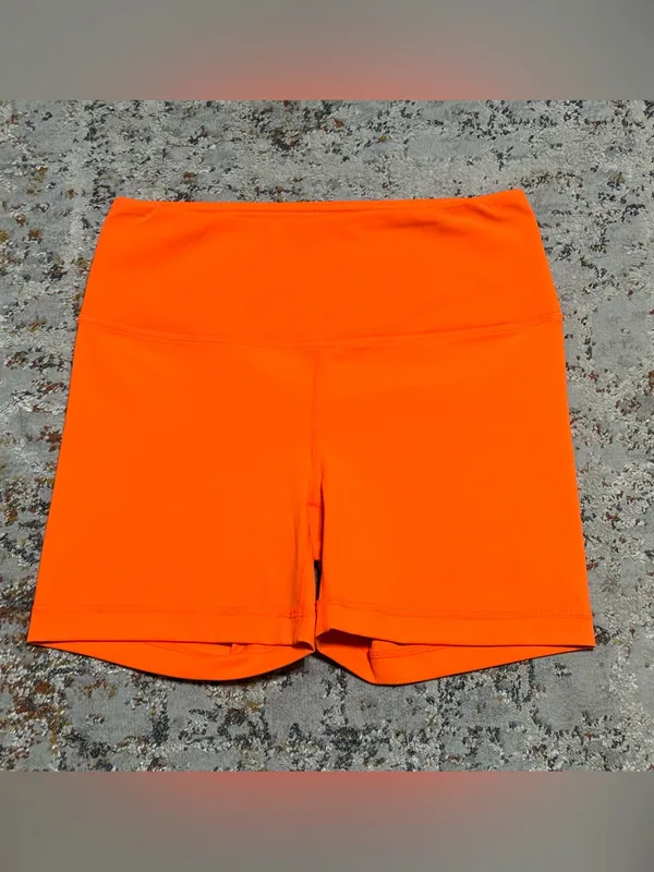Yogalicious High-Waisted Neon Orange Biker Shorts size Medium - Image 2