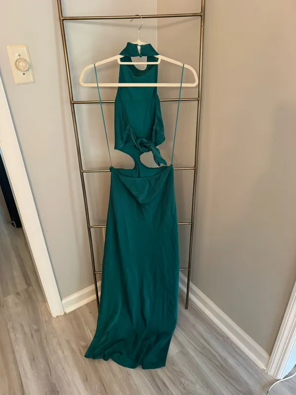 Teal Cut - Out Halter Formal Dress - Image 3