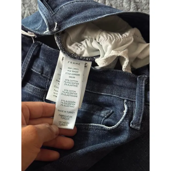 FRAME Le Skinny de Jeanne‎ Jeans Dark Wash Raw Hem Denim Size 28 - Image 5