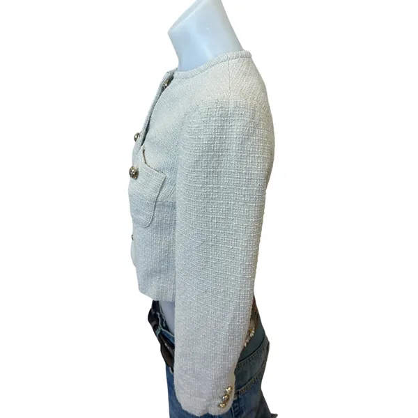 CeCe Butter Yellow Tweed Blazer SIZE 0 Lady Jacket Boucle Career Designer $149 - Image 9