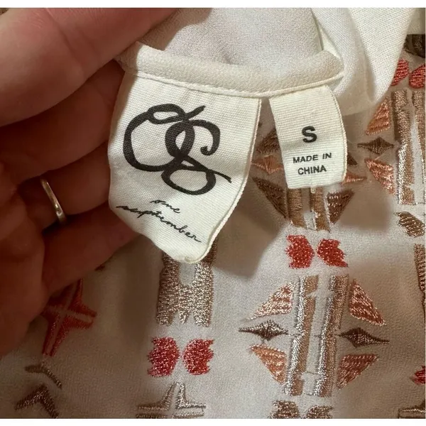 One September Anthropologie White‎ Embroidered Sleeveless Shift Dress Small - Image 4