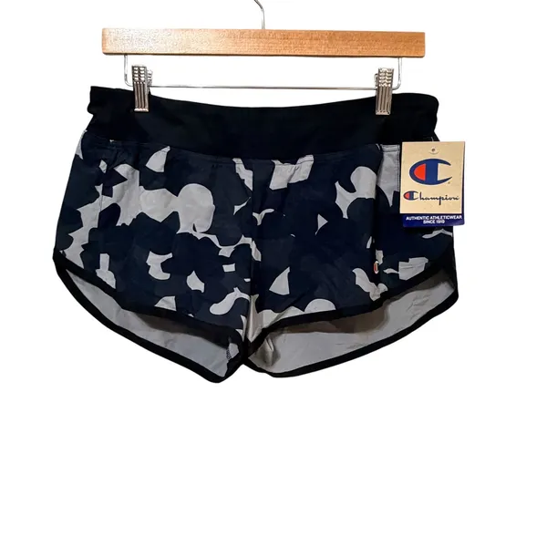 Champion Womens Camo Running Shorts Black Grey Athletic Gym Medium NEW - Image 2