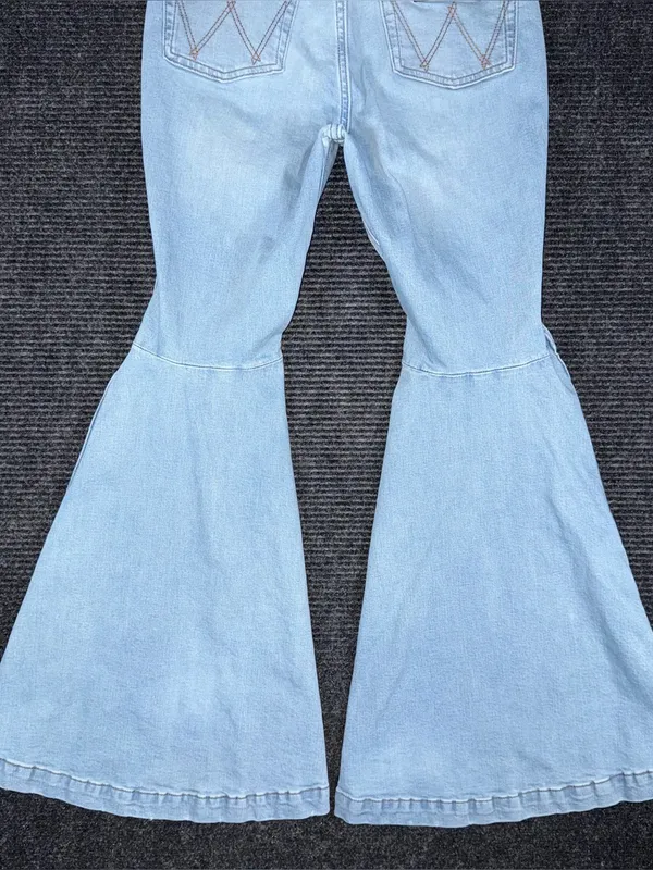 Wrangler Retro High Rise Trumpet Super Flare Bell Bottom Jean 28x30.5 Western - Image 6