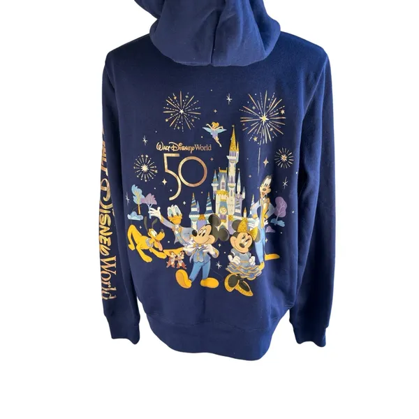Disney Walt Disney World 50th Women's L Full Zip Hooded Graphic Fleece Hoodie - Image 8