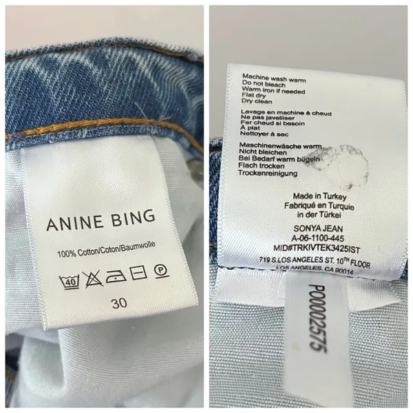 Anine Bing Sonya High Rise Button Fly Ankle Slim Leg Jeans Light Blue Wash 30 - Image 9