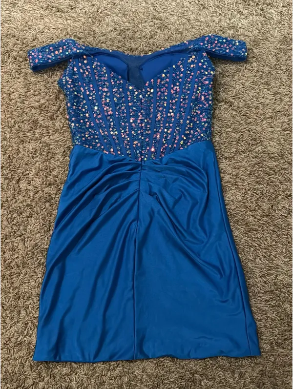 Stacees ocean blue Mini Dress Size 8 - Image 5