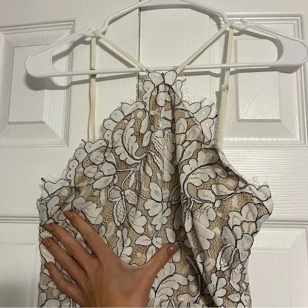 Delicate Darling Beige and Ivory Lace Bodycon Dress - Image 4