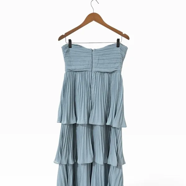 Lulus Seriously Sensational Powder Blue Strapless Tiered Maxi Dress size Large - Image 7