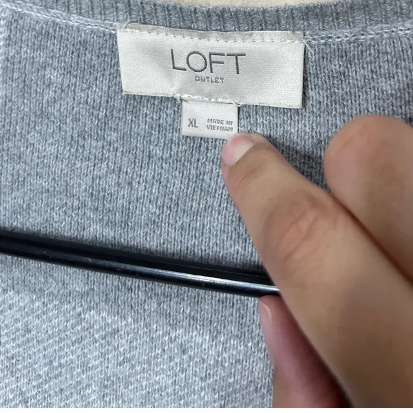 LOFT Outlet XL Gray‎ & White Checkered Long Sleeve Open Front Cardigan - Image 5