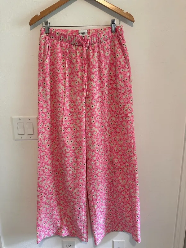 FRNCH Brittany Wide Legs In Pink Floral Pattern Sz M - Image 4