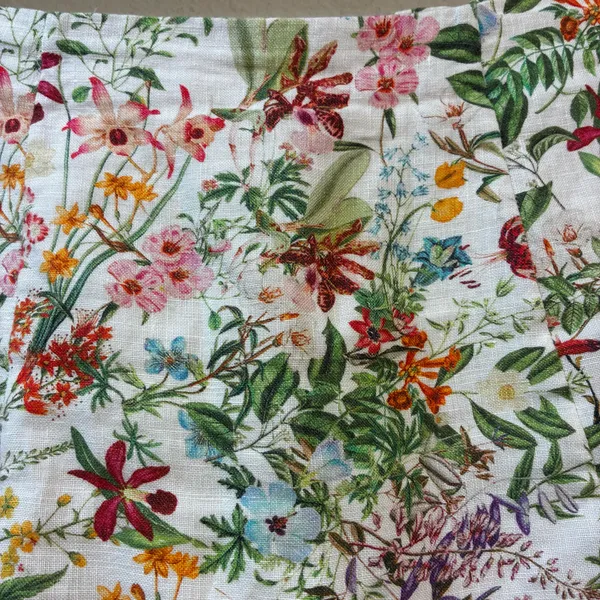 & Other Stories Linen Blend Wildflower Floral Mini Skirt Ruffle Hem Cream Size 4 - Image 3