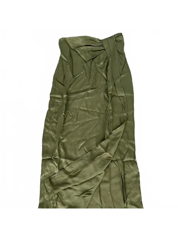 Topshop Ruched Front Vent Satin Maxi Skirt Sarong Skirt NWT Green Size 2 - Image 4