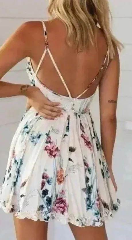 🆕Floral Spaghetti Straps Mini Dress L🆕 - Image 2