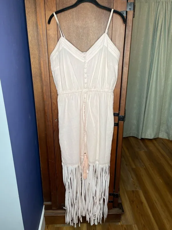 VENUS Fringe Dress Boho Festival Western Coastal Chic Midi Sundress Beachy M - Image 3
