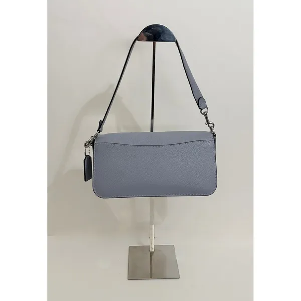 COACH Morgan CL461 Grey Mist Pebble Leather Shoulder Bag Silver Hardware - Image 4