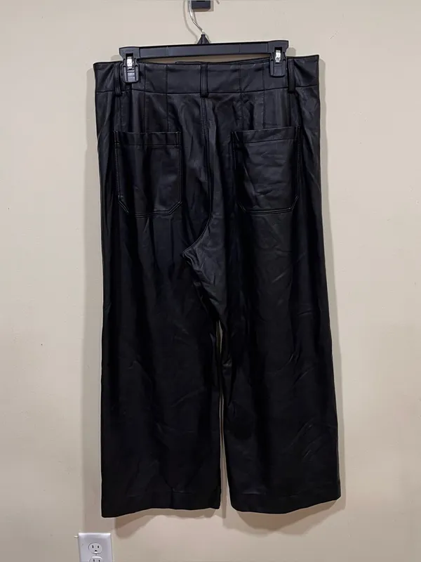 Maeve Anthropologie The Colette Faux Leather Crop Wide-Leg Pants size 31 - Image 5