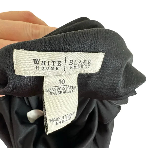 White House Black Market Black Draped Neckline Stretch Midi‎ Tank Dress Size 10 - Image 7