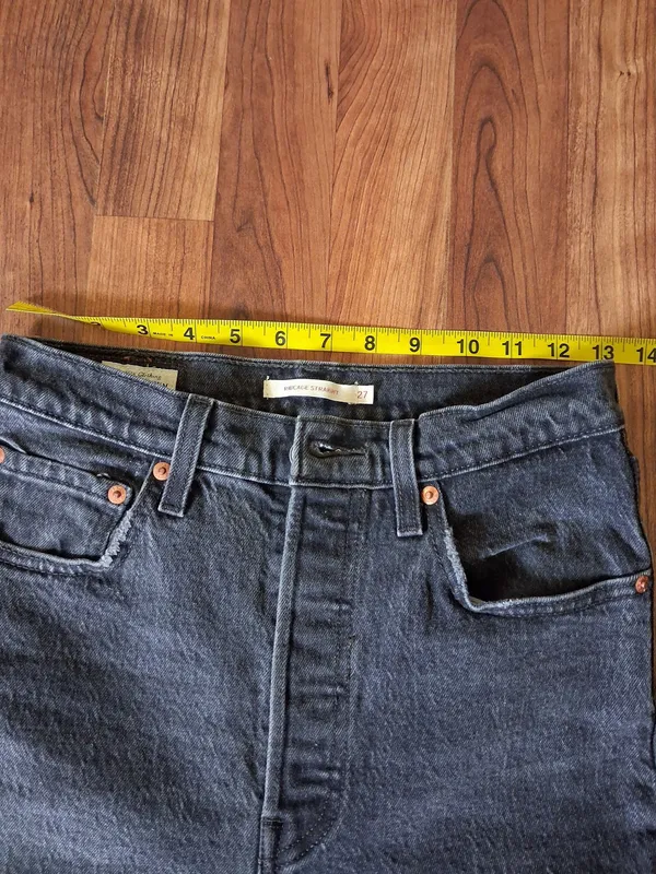 Levi's Womens Ribcage Straight-Leg Black Button Fly Jeans 27 - Image 8