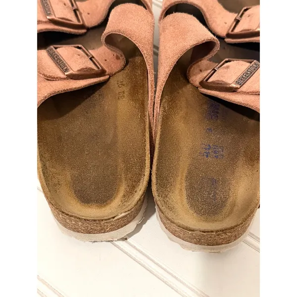 Birkenstock Arizona Suede Leather Sandals Pink Clay Two Strap Slides Womens 40 - Image 6