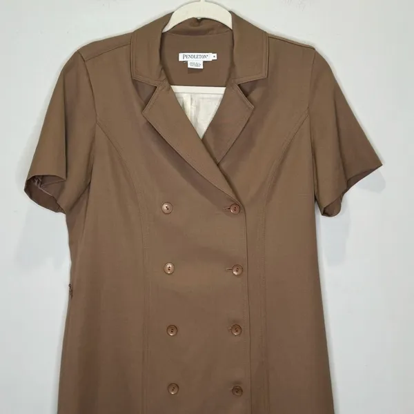 Vintage Pendleton 100%‎ Wool Double Breasted Classic Structured Blazer Dress - Image 4