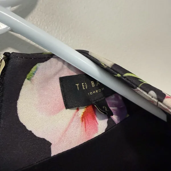 Ted Baker Jalita Black Floral‎ Midi Dress Size Small/2 - Image 5