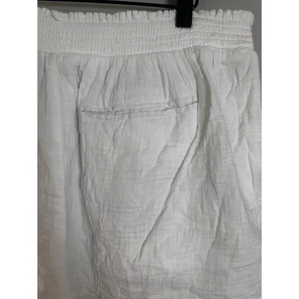 Aerie Womens XL White Cotton Gauze Smocked Waist Beach Summer Shorts Relaxed Fit - Image 4