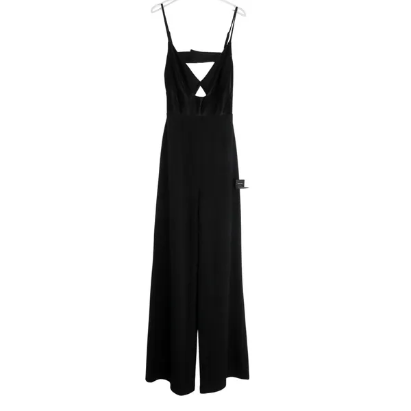 Lulus Fit the Fashion Black Sleeveless Vegan Leather Wide-Leg Jumpsuit Medium - Image 6