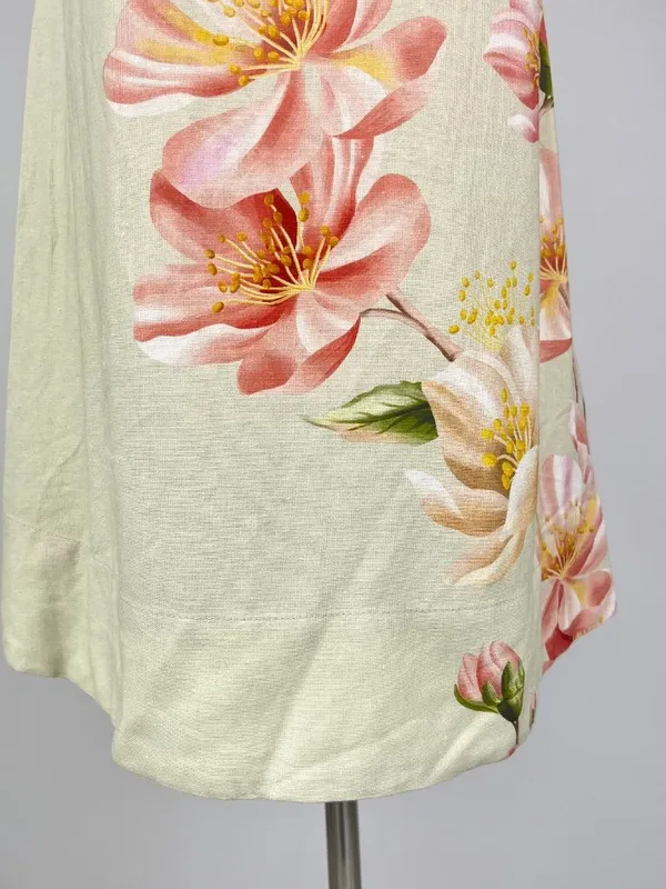 NWOT Farm Rio Linen Blend Floral Print Sleeveless Mini Dress Elastic Waist Sz M - Image 6
