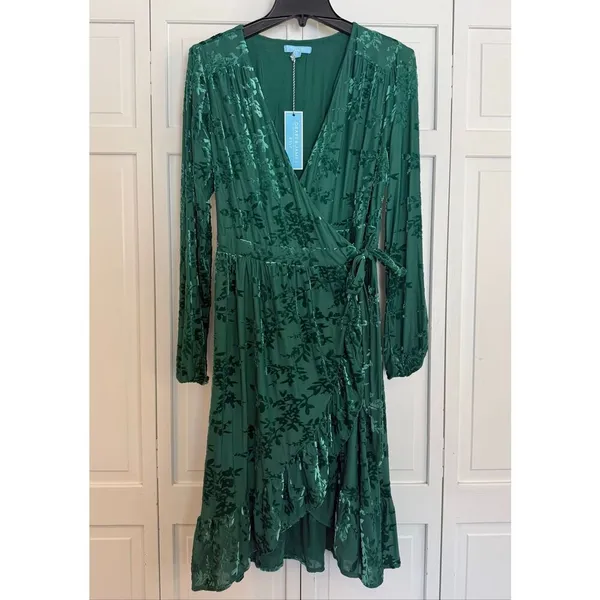 Draper James RSVP NWT velvet burnout faux wrap dress size small - Image 3