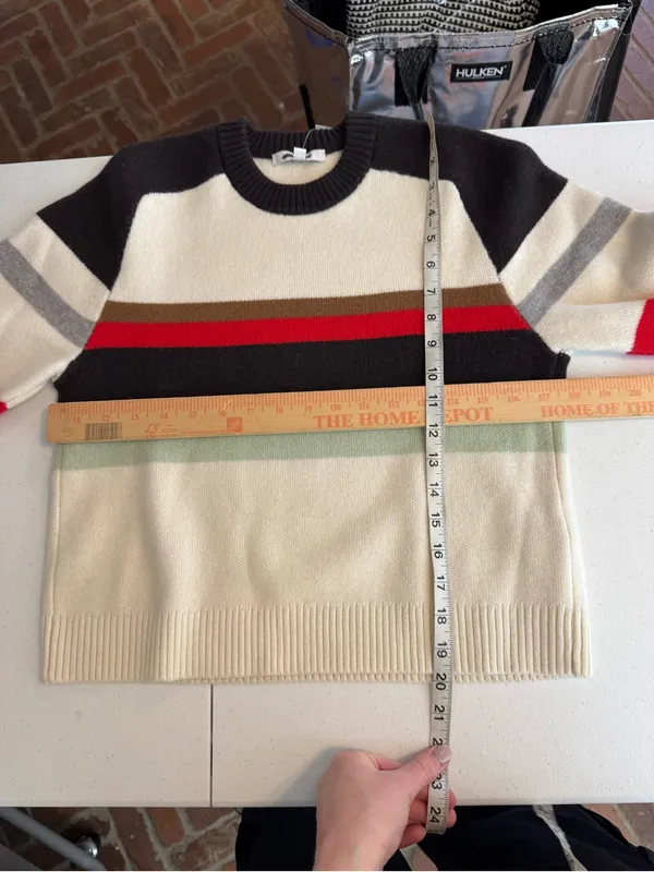 Madewell Merino Wool Raglan-Sleeve Sweater in Color-Block stripe Size XS NEW - Image 5