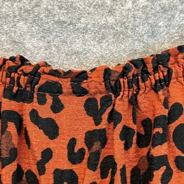 KNOX‎ ROSE Dress Size Large Smocked Elastic Waist Animal Print Rust Large Fall - Image 13