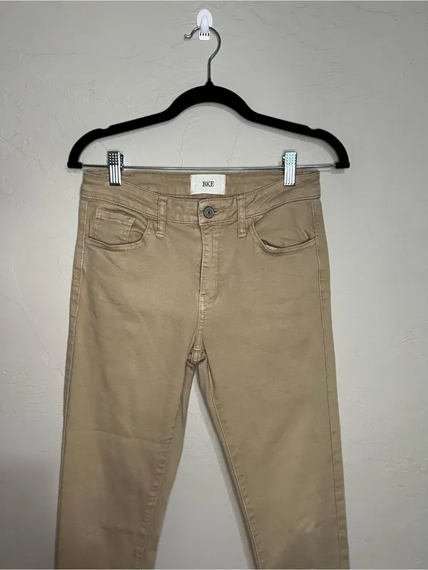 BKE Buckle Cream Skinny‎ Chino Pants Mid Rise Stretch Casual Neutral Jeans - Image 3