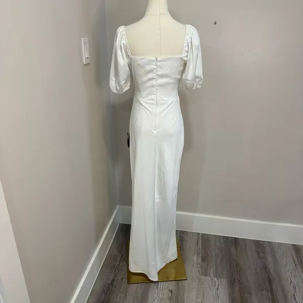 Lulus‎ Cue the Flirting White Puff Sleeve Cutout Maxi Dress Small NWT - Image 3