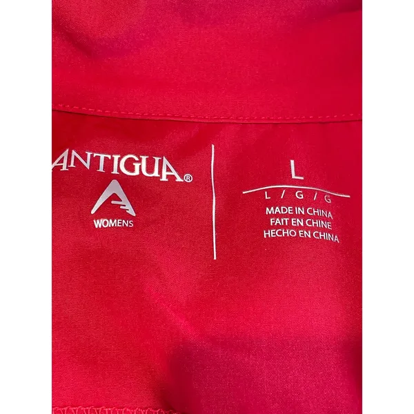 Antigua Sherpa Fleece Vest Red Womens Size L Chief Stitched Logo Full Zip - Image 6
