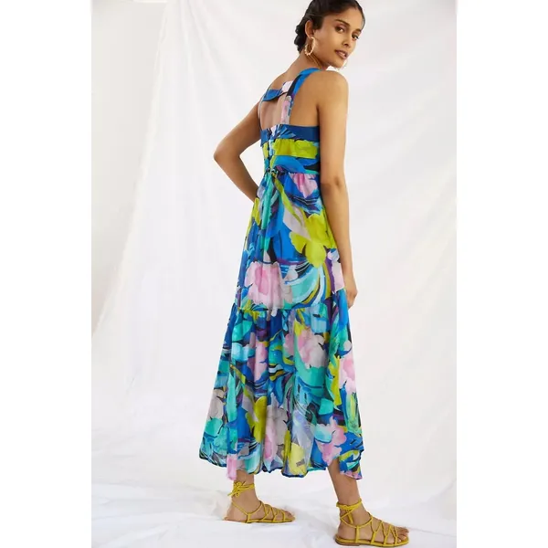 Anthropologie Sunny Midi Maxi Dress Silk Blend Women's Size XS Colorful Tropical - Image 2