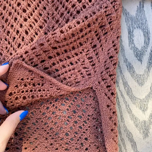 Wild Fable size small brown crochet beach coverup button up polo - Image 5