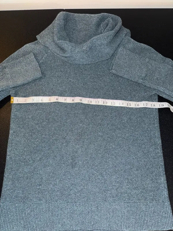 LOFT Women's Teal Blue Cowl Neck Long Sleeve Knit Sweater Size M - Image 4
