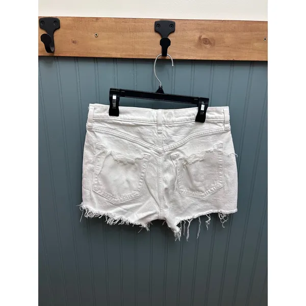 Abercrombie & Fitch White High Rise Mom Shorts Distressed‎ Frayed Hem Size 27 4 - Image 3