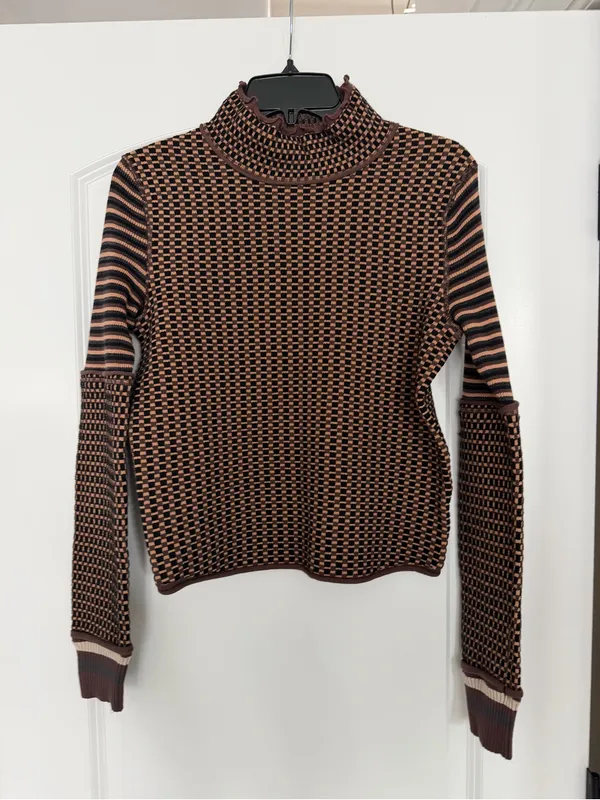 Free People Gamer Cuff Cotton Blend Sweater Top - Image 2