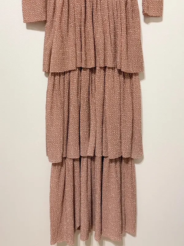 SABINA MUSAYEV Carry Tiered Polka Dot Maxi Dress Size Small Neutral Mauve - Image 5