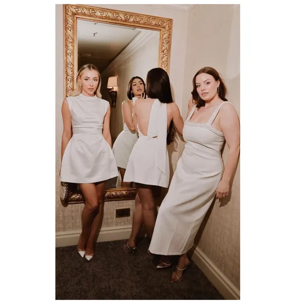 NWT Odd Muse Satin Straight Neck Mini Dress Size Medium White - Image 8