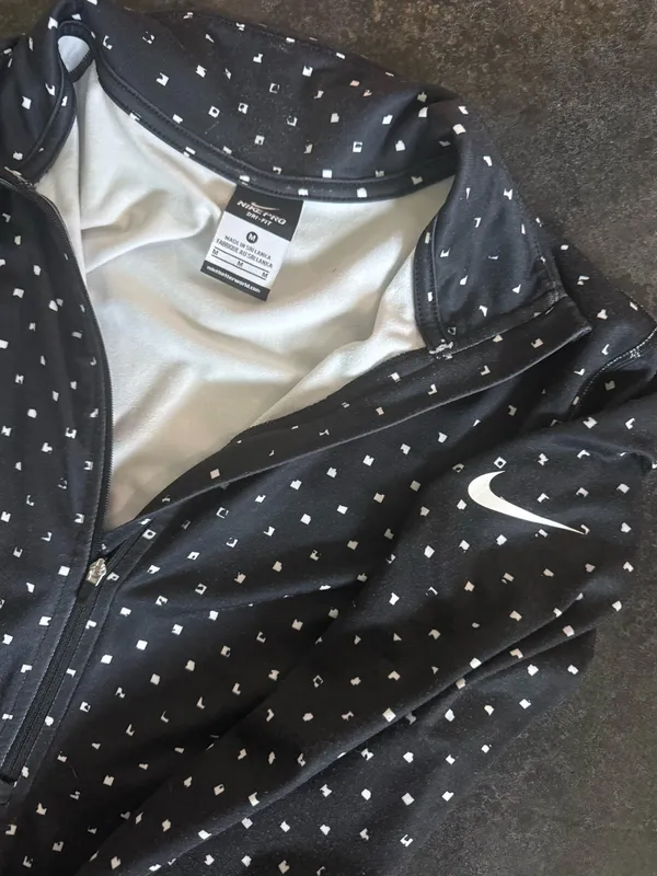 Nike Black Polka Dot Dri-Fit Half-Zip Pullover Medium - Image 3