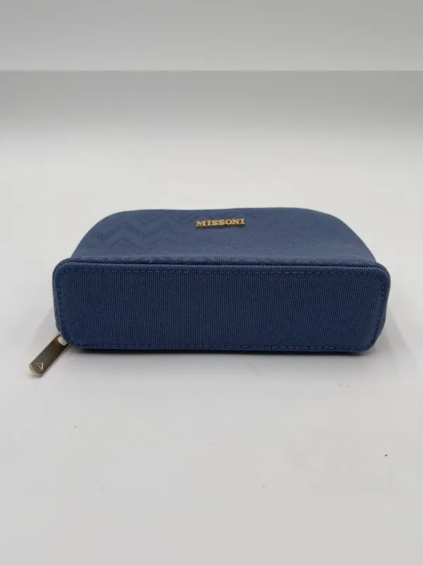 Missoni Small Travel Cosmetic Pouch Delta One Collection Toiletry Bag Blue Gold - Image 7