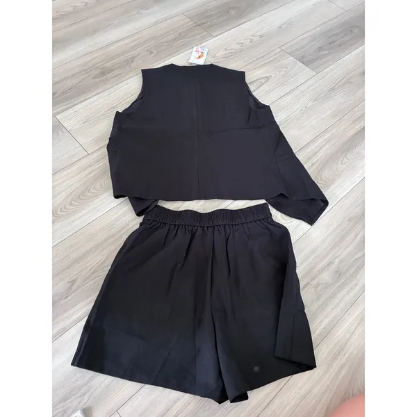 PrettyGarden Women Black 2 Piece Vest and Shorts Set Suit Size XS NWT - Image 4